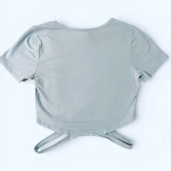Light Blue Cropped Tee with Side Cut Outs - Picture 3 of 8